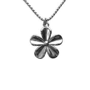 silver flower necklace plumeria handmade stainless steel non-tarnish box chain